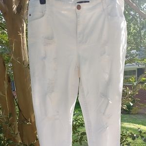 Distressed White jeans